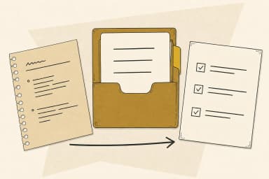 Documents and a task list arranged in the JOSA.AI workshop colors