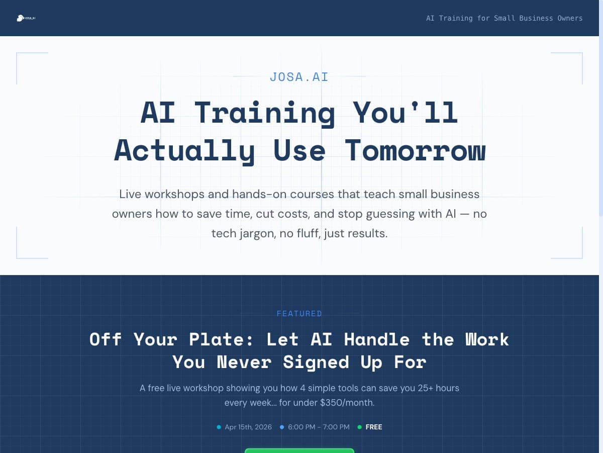 JOSA.AI Blueprint — AI Training Platform website preview