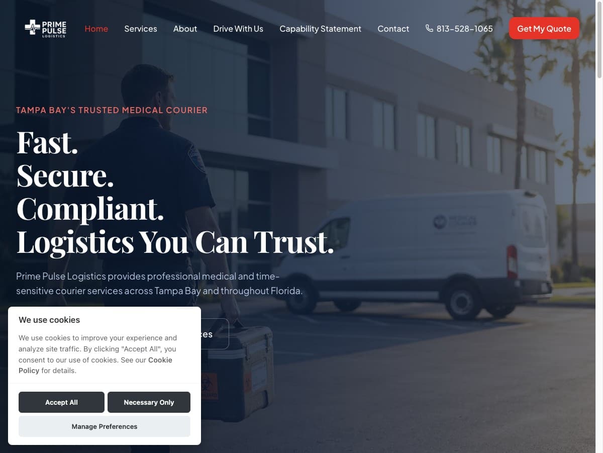 Prime Pulse Logistics — Medical Courier Website website preview