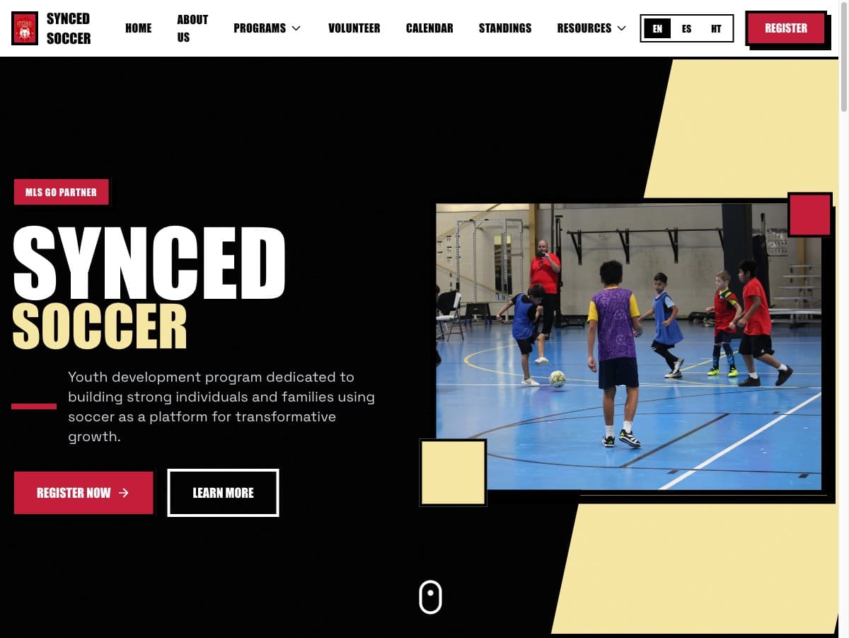 Synced Soccer — Website & Player Management website preview